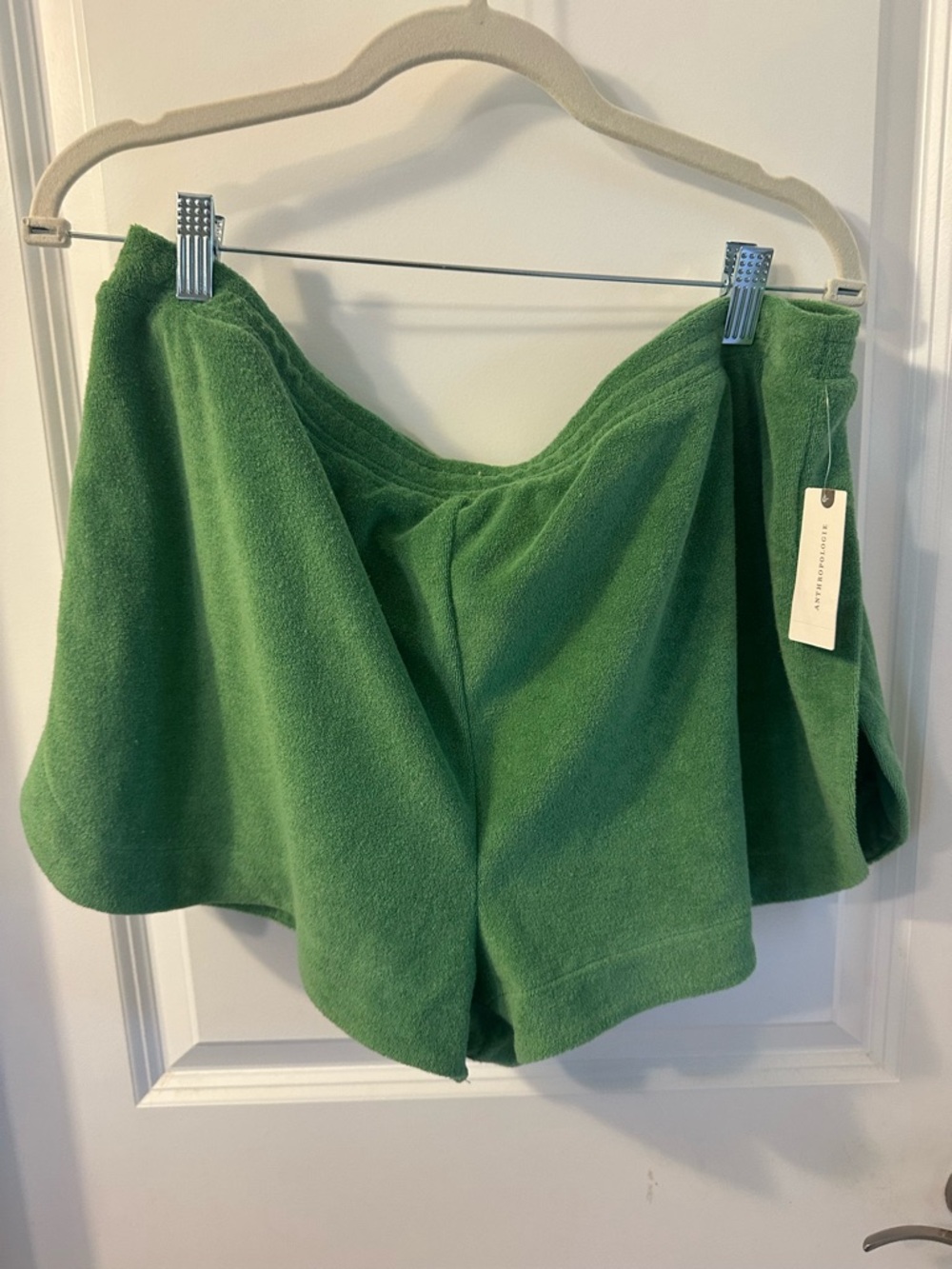 NWT Anthropologie Green Fleece Shorts, XL